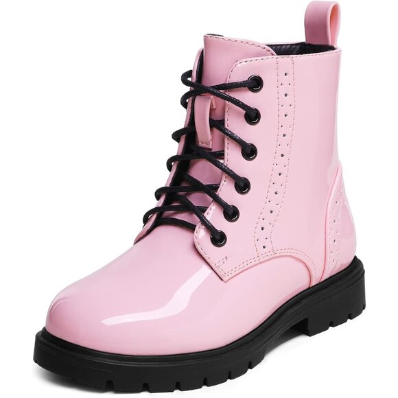 Boys Girls Pink Side Zipper  Combat Ankle Boots Toddler/Little Kid/Big Kid - Picture 1 of 6